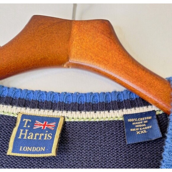 T. HARRIS LONDON Cable Knit Sweater Vest Men's XXL Preppy Academia School Nerdy - Picture 3 of 7